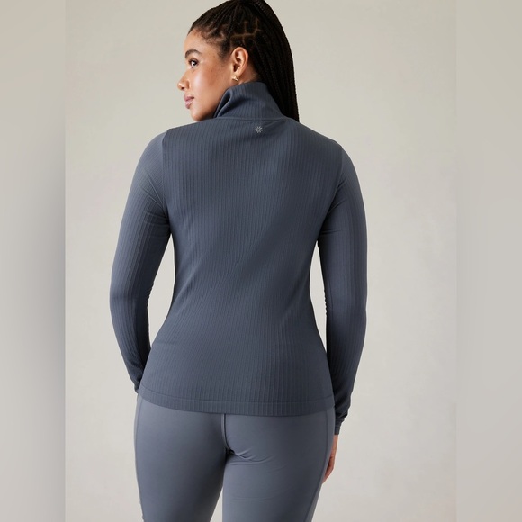 Athleta Long Sleeve Women's Size Large Grey-Blue Flurry‎ Seamless Henley - Picture 7 of 10
